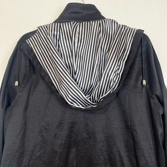 Mycra Pac Short Gabby Raincoat Medium Large Black Striped Embroidered Lining - Picture 7 of 15